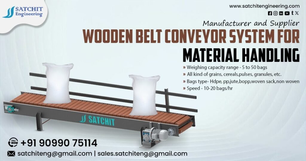 Wooden Belt Conveyor System for Material Handling
