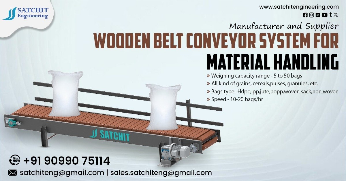 Wooden Belt Conveyor System for Material Handling